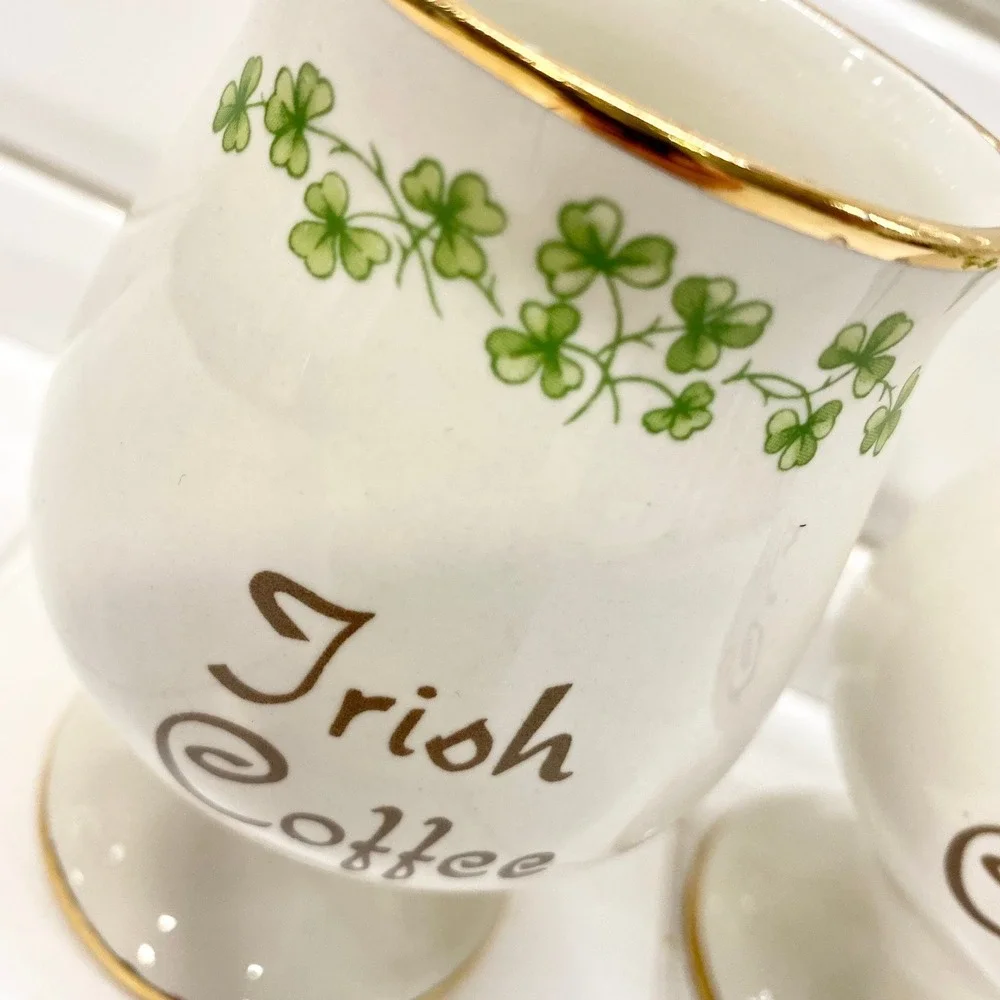 Vintage Carrigcraft Ceramic Irish Coffee Cup, Shamrock St Patrick's Day‎ Decor